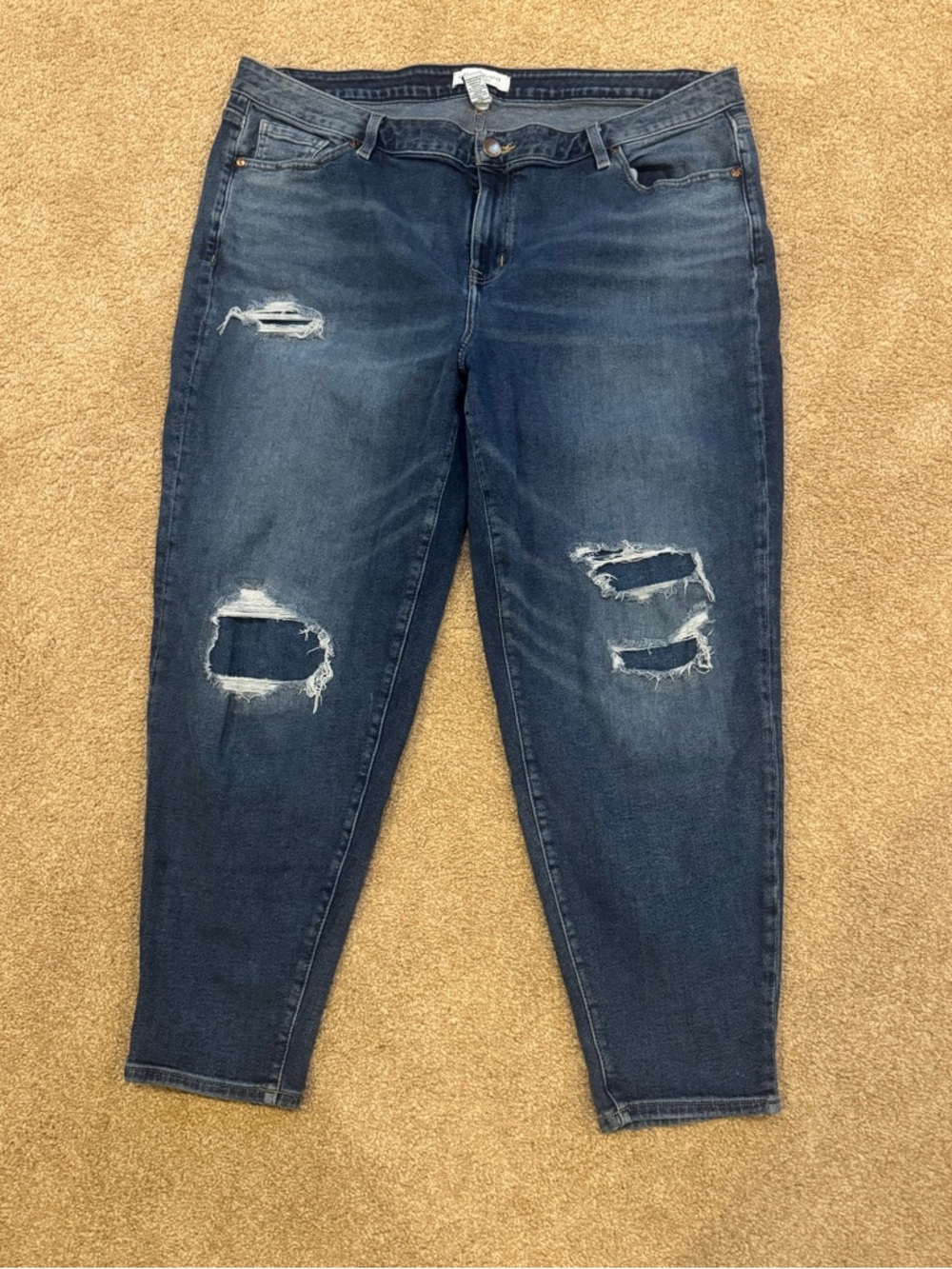 Lane Bryant Distressed Dark Wash Boyfriend Jeans